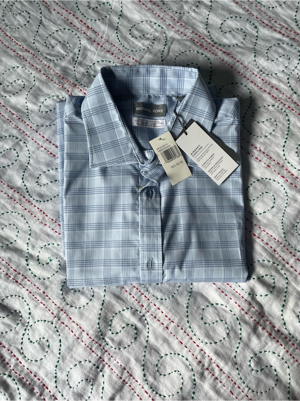 Michael Kors Light Blue Windowpane Dress Shirt